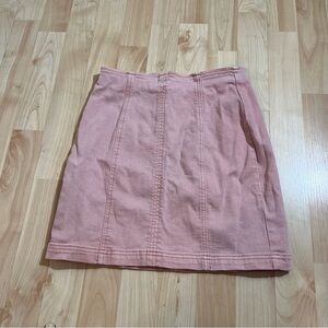 PacSun Pink Short Mini Skirt Stretch Material Denim 23 Zipper Back Tight